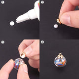 DIY Pendant Making, Round Mechanized Blown Glass Globe Beads and Clear Glass Globe Bottle Charms Pendants, with Rack Plating Brass Bails, Mixed Color, 18mm, Hole: 5mm, Charm: 8mm, 60pcs/set