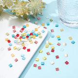 500Pcs 10 Colors 2-Hole Glass Seed Beads, Rectangle, Mixed Color, 5x4.5~5.5x2~2.5mm, Hole: 0.5~0.8mm,  50Pcs/color