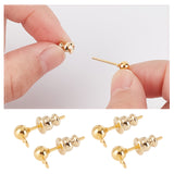 60Pcs Rack Plating Brass Bullet Ear Nuts, Long-Lasting Plated, Cadmium Free & Lead Free, Golden, 6x5mm, Hole: 0.8mm