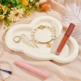 Porcelain Jewelry Dish Tray, Trinket Necklace Bracelet Candy Tray, Cloud, Lemon Chiffon, 160x237x20mm, Inner Diameter: 120x190mm