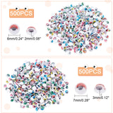 1000Pcs 2 Style Plastic Wiggle Googly Eyes Buttons, for DIY Scrapbooking Crafts Toy Accessories, Mixed Color, 500pcs/style