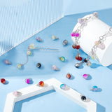 100Pcs 10 Color Crackle Glass Charms, with Iron Findings, Round, Platinum, 17x10mm, Hole: 1.8mm, 10Pcs/color