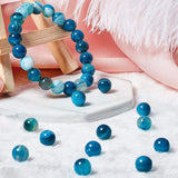 Natural Striped Agate/Banded Agate Beads Strands, Dyed, Round, Sky Blue, 8mm, Hole: 1mm, about 100pcs/box