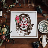 PET Hollow Out Drawing Painting Stencils, for DIY Scrapbook, Photo Album, Skull, 30x30cm