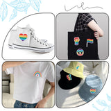 14Pcs 7 Style Rainbow/Pride Flag Theme Computerized Embroidery Cloth Iron On Patches, Costume Accessories, Appliques, Mixed Color, 40~69x30~61x1.2~1.7mm, 2pcs/style