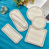 6Pcs 6 Style Flat Round PU Leather Knitting Crochet Bags Nail Bottom Shaper Pad, with Metal Nail, for Bag Bottom Accessories, Light Goldenrod Yellow, 12.2~21.7x5~15.1x0.4~1cm, Hole: 4.5~5mm, 1pc/style