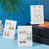 72-Hole Acrylic Slant Back Earring Display Stands, Rectangle Jewelry Organizer Holder for Earring Storage, White, 8x4.7x11.6cm, Hole: 1.6mm