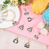 Alloy Enamel Talking Board Pendant Stitch Markers, Crochet Leverback Hoop Charms, Locking Stitch Marker with Wine Glass Charm Ring, Heart with Sun/Cat/Word Pattern, Golden, 4.2cm, 4 style, 3pcs/style, 12pcs/set