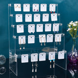 DIY 5-Tier Stairs Shape Acrylic Earring Displays Holder Set, with Earring Display Cards, Screws & Nuts, Clear, Finished: 31x16.5x39.5cm