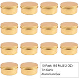 Round Aluminium Tin Cans, Aluminium Jar, Storage Containers for Cosmetic, Candles, Candies, with Screw Top Lid, Golden, 8.3x3.8cm, Capacity: 150ml, 10pc/box