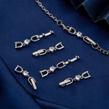 6Pcs Brass Extender Chain, with Cubic Zirconia, Necklace & Bracelet Extender Accessories, Platinum, 35x6mm