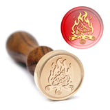 Brass Wax Seal Stamp with Handle, for DIY Scrapbooking, Fire Pattern, 89x30mm