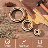 Wood Leather Round Cutting Tool, Leather Cutter Die Circle, with Steel Blade, Wheat, 4.45~10.45x2.4~2.35cm, Inner Diameter: 2.95~8.9cm, 3pcs/set