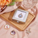 Rectangle Iron Loose Diamond Display Boxes, Small Jewelry Storage Case with Sponge, Platinum, 6.05x5.5x1.65cm