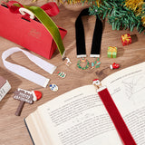 Christmas Theme Velvet Bookmarks, Alloy Enamel Snowflake/Wreath/Reindeer/Tree Pendant Bookmarks, Mixed Color, 295~310mm, 4 Styles, 1pc/style, 4pcs/set, 1 set/box