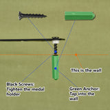 Sports Theme Iron Medal Hanger Holder Display Wall Rack, 3-Line, with Screws, Kick Boxing, Word, 130x290mm, Hole: 5mm