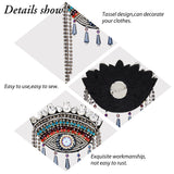 2Pcs Detachable Ethnic Style Evil Eye Appliques, Handmade Tassel Ornament Accessories, with Felt & Rhinestone, Colorful, 143mm