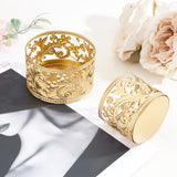Iron Hollow Candle Holder, Perfect Home Party Decoration, Column with Flower, Golden, 2pcs/set