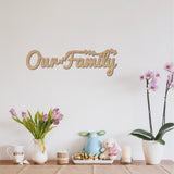 Laser Cut Basswood Wall Sculpture, for Home Decoration Kitchen Supplies, Word Our Family, Word, 110x300x5mm