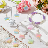 12Pcs Star Resin Pendant Decorations, Lobster Clasp Charms, Clip-on Charms, for Keychain, Purse, Backpack Ornament, Mixed Color, 48mm, 12pcs/set