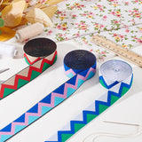 6 Yards 3 Colors Nylon Jacquard Elastic Bands, Flat with Wave Pattern, Mixed Color, 1 inch(25mm), 2 yards/color