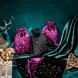 6Pcs 2 Colors Velvet Packing Pouches Drawstring Bags, Rectangle with Moon & Star Pattern, Mixed Color, 18x13x0.65cm, 3pcs/color