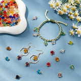 160Pcs 20 Color Glass Charms, with Golden Brass Loops, Faceted Bicone, Mixed Color, 13x7.5mm, Hole: 2.5mm, 8Pc/color