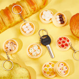10Pcs 9 Style Plastic Keychain, with Platinum Tone Iron Split Key Rings, Imitation Food, Snack, Mixed Color, 92~99mm, 10pcs