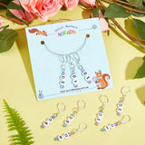 9 Pcs 9 Style Acrylic Beaded Number Crochet Charm, Removable Knitting Stitch Marker, Knitting Tools, Number 10/20/30/40/50/60/70/80/90, Silver Color Plated, 43mm, Pin: 0.8mm, 1pc/style