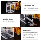 Transparent PVC Box, Candy Gift Box, for Wedding Party Baby Shower Packing Box, Rectangle with Bow, White, 5x5x7cm, Unfold: 162x100mm