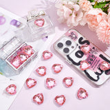 Acrylic Rhinestone Cabochons, Pointed Back & Back Plated, Heart, Pink, 25x24.5x7.5mm, 30pcs/box