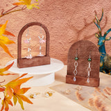 Arch Shaped Wood Single Pair Earring Diaplay Stands, 2-Hole Earring Display Holder, Coconut Brown, 10x2x13.5cm