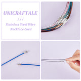 Stainless Steel Wire Necklace Cord, DIY Jewelry Making, with Brass Screw Clasp, Mixed Color, 17.5 inchx1mm, Diameter: 14.5cm, 64pcs/set