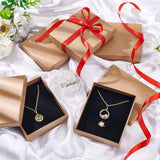 Kraft Paper Cardboard Jewelry Set Box, Earring & Necklace & Ring Box, Rectangle, BurlyWood, 13x11x3cm, 8pcs/set