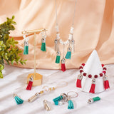 100Pcs Faux Suede Tassel Pendant Decorations, with CCB Plastic Cord Ends, Platinum, Dark Cyan, 35~37x10mm, Hole: 2.5~3mm