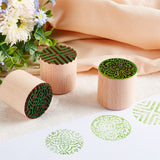 3Pcs 3 Styles Round Wooden Traditional Chinese Moon Cake Stamps, Dessert Stamp Cookies Mold, DIY Moon Cake Tools, Blanched Almond, Mixed Patterns, 50~50.5x49.5~50mm, 1pc/style