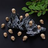 Halloween Theme Resin Skull Display Decoration, for Potted Plant Ornament Decor, Dark Khaki, 12.5~16x11.5~13.5x18~21mm, 20pcs/set