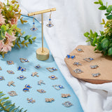 Jewelry Making Findings Kits, including Evil Eye Alloy Enamel Connector Charms and Pendants, with Crystal Rhinestones, Blue, Mixed Shapes, Platinum & Light Gold, 14~24.5x9.5~16.5x2.5~3mm, Hole: 2~2.5mm, 20pcs/set, 2 sets/box