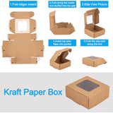 Cardboard Folding Box, Jewelry Gift Box, with Clear Window, Square, BurlyWood, 8.5x8.5x3.5cm