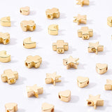 Brass Beads and Alloy Beads, Heart & Moon & Cross & Star, Real 18K Gold Plated, 4 shapes, 10pcs/shape, 40pcs/box