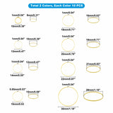 Brass Linking Rings, Golden & Silver, 10~30x0.65~1mm, Inner Diameter: 8~28mm, 160pcs/box