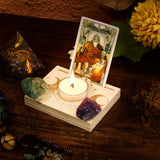 Carved Wood Candle Holders, Wooden Card Stand for Tarot, Witch Divination Tools, Rectangle, Moon Pattern, 10x0.8x1.5cm