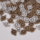 Tibetan Style Alloy Links, Flat Round, Mixed Color, 7.4x7.2x1.7cm, 60pcs/color, 120pcs/set