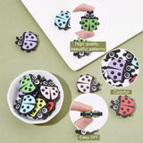 12Pcs 6 Colors Food Grade Eco-Friendly Silicone Beads, Chewing Beads For Teethers, DIY Nursing Necklaces Making, Ladybug, Mixed Color, 31x30x9.5mm, Hole: 2mm, 2pcs/color