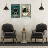 2Pcs 2 Style Vintage Metal Tin Sign, Wall Decor for Bars, Restaurants, Cafes Pubs, Cat Pattern, 30x20cm, 1pc/style