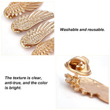 6 Pairs Wing Alloy Brooches, Men's Suit Shirt Collar Lapel Pins, Light Gold, 14x38x1.8mm