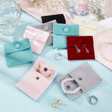 12pcs 6 colors Square Velvet Jewelry Bags, with Snap Fastener, Mixed Color, 7x7x0.95cm, 2pcs/color