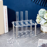 Acrylic Laboratory Test Tube Rack, 201 Stainless Steel Column Support Standoff Pins, Clear, 112x70x92mm