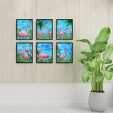 Chemical Fiber Oil Canvas Hanging Painting, Home Wall Decoration, Rectangle, Flamingo Pattern, 200x250mm, 6 style, 1pc/style, 6pcs/set.