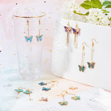 DIY Butterfly Dangle Earring Making Kits, Butterfly & Geometry Alloy Pendants, Brass Earring Hooks & Jump Rings & Pins & Links, Mixed Color, 15.5x22x3mm, Hole: 1.8mm